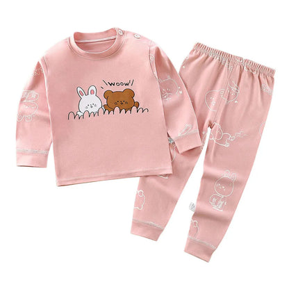 Conjunto de pijama de algodón para niños – Ropa de dormir de dibujos animados de otoño invierno para niños y niñas, conjunto de ropa de descanso suave para niños, ropa de noche acogedora y conjunto para el hogar para un sueño cómodo