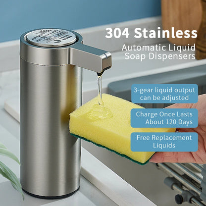 270ml Automatic Touchless Soap Dispenser – Smart Infrared Sensor Liquid Soap Dispenser with 304 Stainless Steel for Kitchen & Bathroom
