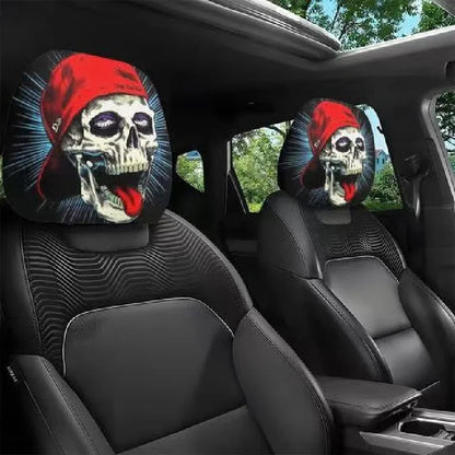 2 Fundas para Reposacabezas de Coche de Halloween con Temática de Terror – Fundas Elásticas Universales a Prueba de Polvo para Protección de Asientos