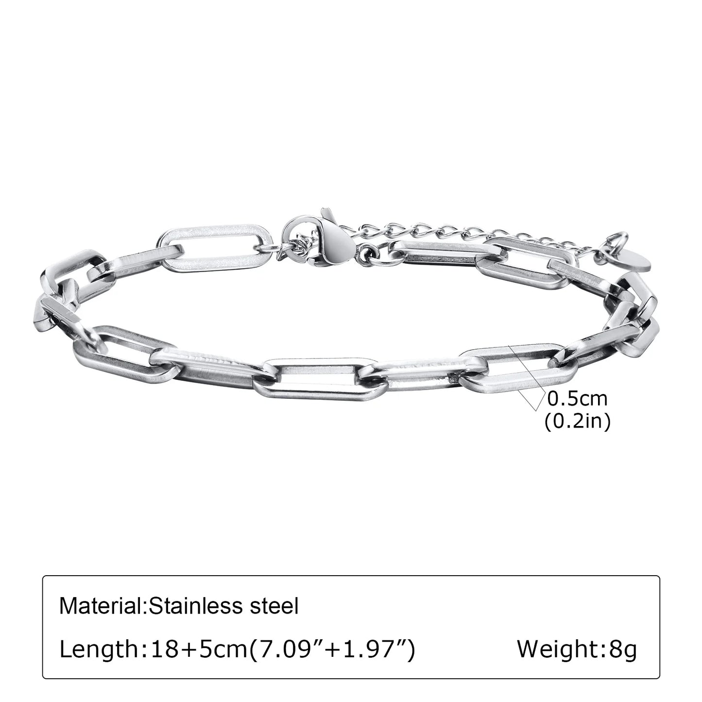 Punk Silver Chain Bracelet – Stainless Steel Braided Link Wristband for Men | Hip Hop Fashion Jewelry Gift for Him & Dad