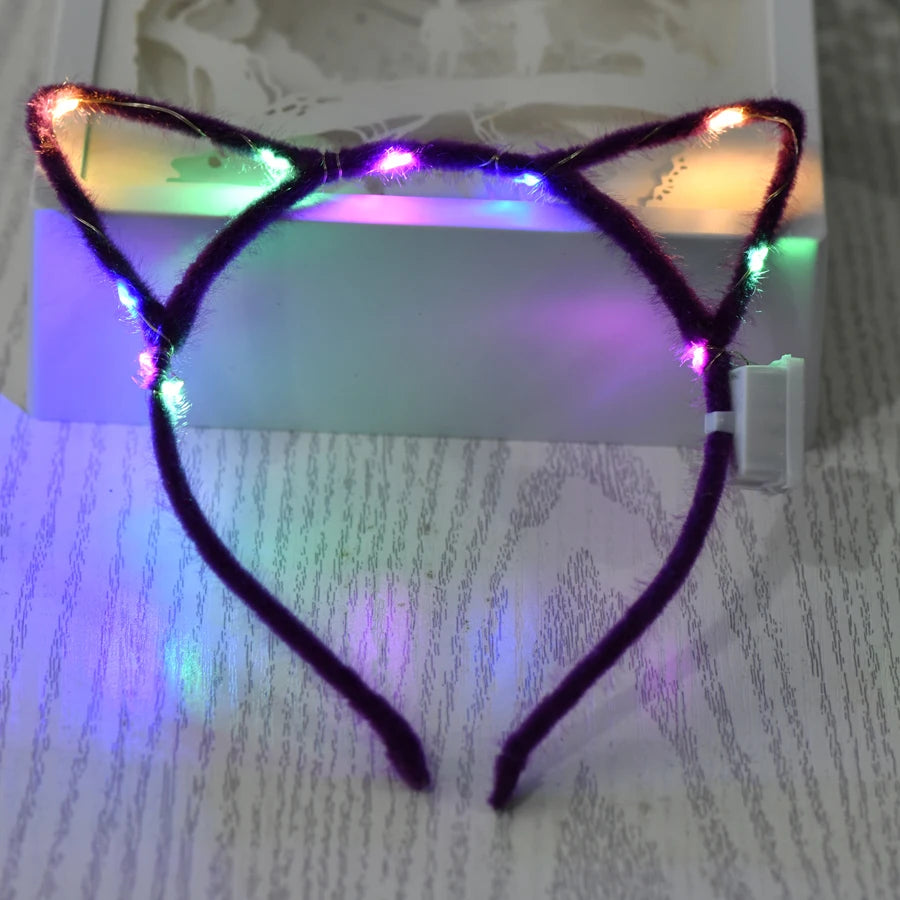 Serre-tête lumineux LED Oreilles de Chat & Lapin – Bandeau lumineux pour Anniversaires, Festivals & Mariages