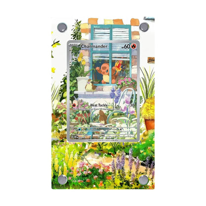 Expositor de metacrilato para cartas Pokémon – Psyduck, Bulbasaur, Mewtwo, Charmander y soporte protector para cartas de personajes