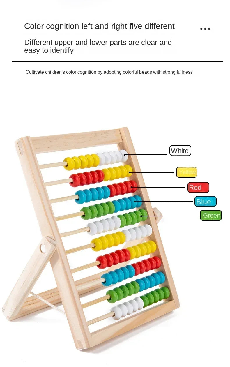 Classic Wooden Counting Toy – 100 Beads Montessori Abacus, Preschool Math Learning Toy, Number Arithmetic Practice Board, Early Education Gift for Toddlers