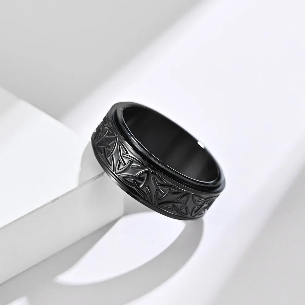 Viking Celtic Knot Rune Ring – Stainless Steel Rotating Spinner Ring for Men | Anti-Stress Anxiety Fidget Jewelry Gift