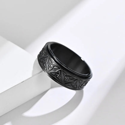 Viking Celtic Knot Rune Ring – Stainless Steel Rotating Spinner Ring for Men | Anti-Stress Anxiety Fidget Jewelry Gift