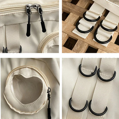 Mochila Ita Kawaii Estilo Collage – Mochila Escolar Transparente con Bolsillo en Forma de Corazón para Adolescentes, Mochila de Moda Japonesa JK, Mochila para Laptop para Mujeres, Bolso de Hombro para Estudiantes Estilo Harajuku 2024