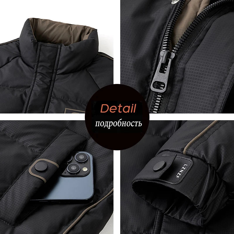 Men’s Duck Down Winter Jacket – Windproof Puffer Coat, Warm Loose-Fit Parka for Outdoor Activities, Casual Wear & Streetwear