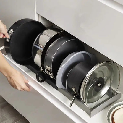 Expandable Stainless Steel Pot Lid Organizer Rack Kitchen Cabinet Storage for Pans, Cutting Boards & Cookware