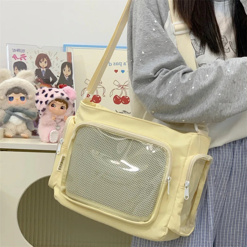 Bolso bandolera transparente de moda – Bolso de hombro Ita de gran capacidad para niñas, bolso mensajero de estilo escolar a la moda, bolso Kawaii versátil para uso diario y accesorios