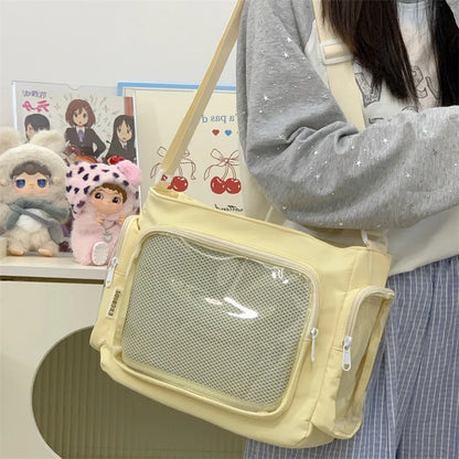 Bolso bandolera transparente de moda – Bolso de hombro Ita de gran capacidad para niñas, bolso mensajero de estilo escolar a la moda, bolso Kawaii versátil para uso diario y accesorios