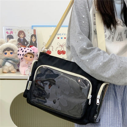 Bolso bandolera transparente de moda – Bolso de hombro Ita de gran capacidad para niñas, bolso mensajero de estilo escolar a la moda, bolso Kawaii versátil para uso diario y accesorios