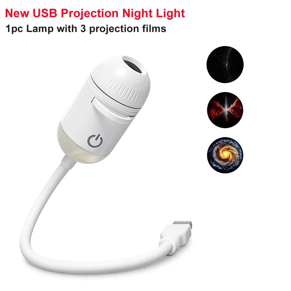 Lámpara proyector USB LED de cielo estrellado y galaxia – Luz nocturna de Saturno para coche, habitación y decoración de techo