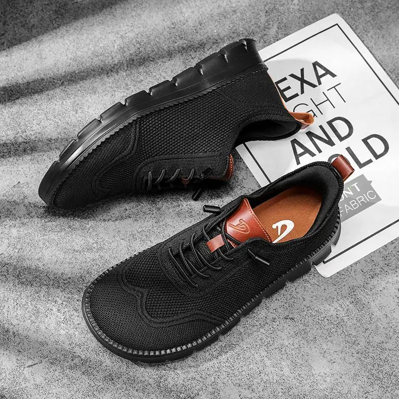 Baskets décontractées larges pour hommes – Chaussures de marche respirantes en Flyknit avec semelle souple et confort antidérapant pour l'été