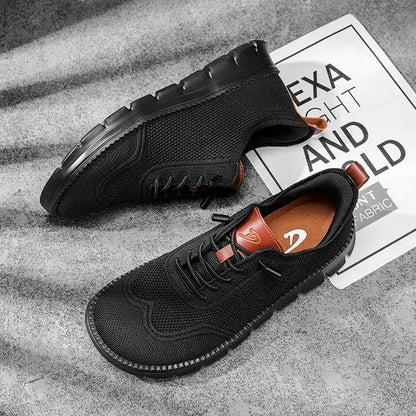 Baskets décontractées larges pour hommes – Chaussures de marche respirantes en Flyknit avec semelle souple et confort antidérapant pour l'été