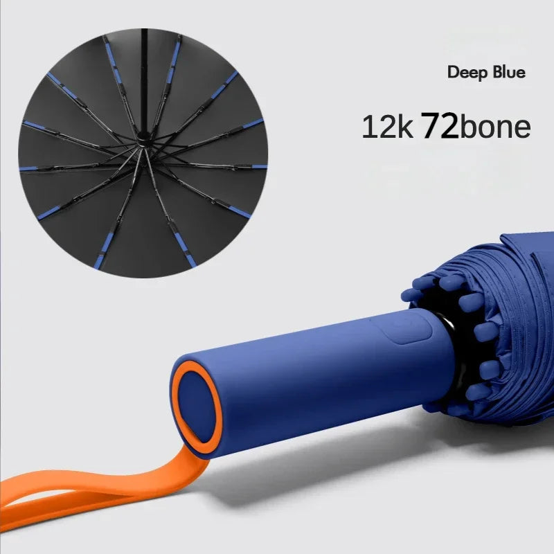 Paraguas Automático Cortavientos de 72 Huesos – Paraguas Grande Plegable para Lluvia con Protección UV para Hombres y Mujeres, Paraguas Impermeable de Alta Resistencia para Exteriores