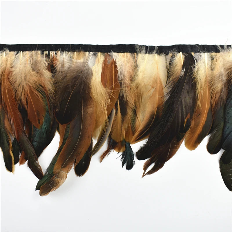 10 m Rooster Feather Fringe Trim – Natural Feather Ribbon for Sewing, Crafts & Costume Decoration