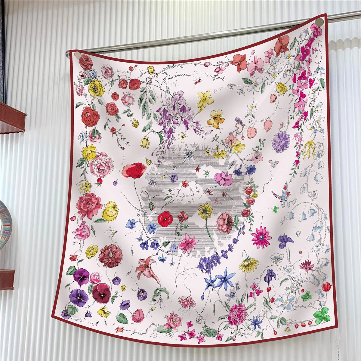 Foulard carré en soie 90 cm pour femme, motif floral, sergé de luxe, bandana, châle, hijab, cache-col, écharpe de tête