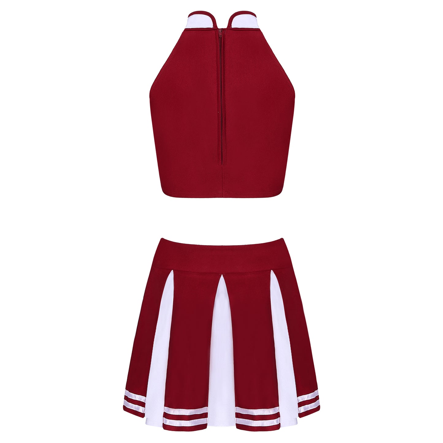 Women’s Cheerleader Cosplay Costume – Uniform Set (Crop Top + Mini Pleated Skirt, Carnival Outfit)