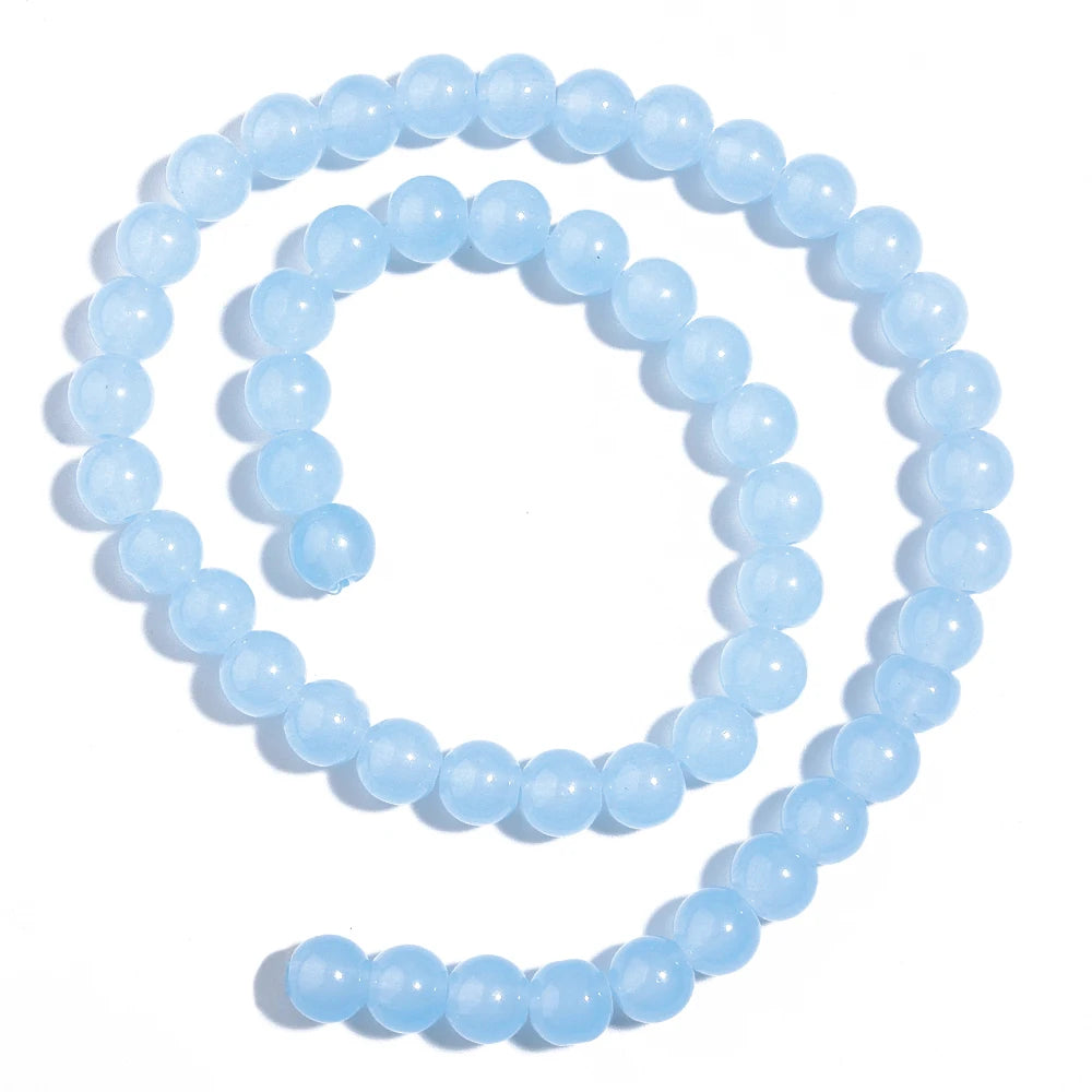 1 brin de perles de verre unies 6/8mm – Perles rondes intercalaires lâches pour la fabrication de bijoux DIY, bracelets faits main, colliers et accessoires d'artisanat