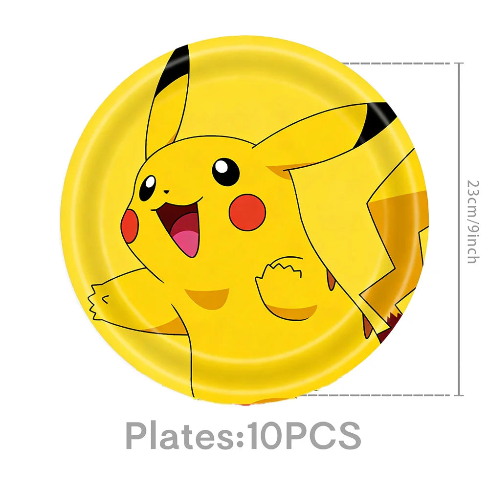 Pokémon Birthday Party Supplies Set – Paper Plates, Cups, Napkins, Tablecloth, Gift Bag Fillers & Guest Favors for Pikachu Party & Baby Shower