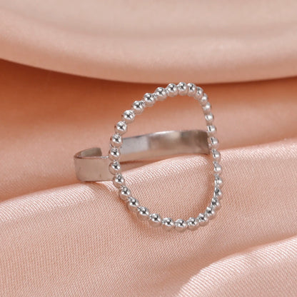 Bague Skyrim en acier inoxydable cœur géométrique pour femme, réglable, ouverte, pour fête, esthétique