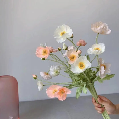 Artificial Poppy Flowers – Realistic Silk Faux Long Stem Flowers for Home Décor, Garden, Wedding Bridal Bouquets, Party Decoration & DIY Floral Arrangements