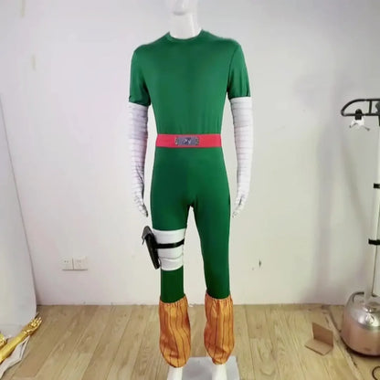 Naruto Rock Lee Inspired Anime Cosplay Costume Set with Wig – Green Jumpsuit Uniform for Halloween, Carnival & Party Roleplay
