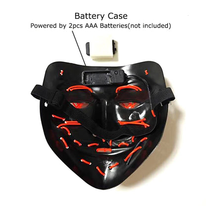 Masque LED sans fil Purge – Masque néon lumineux pour Halloween, fêtes et festivals