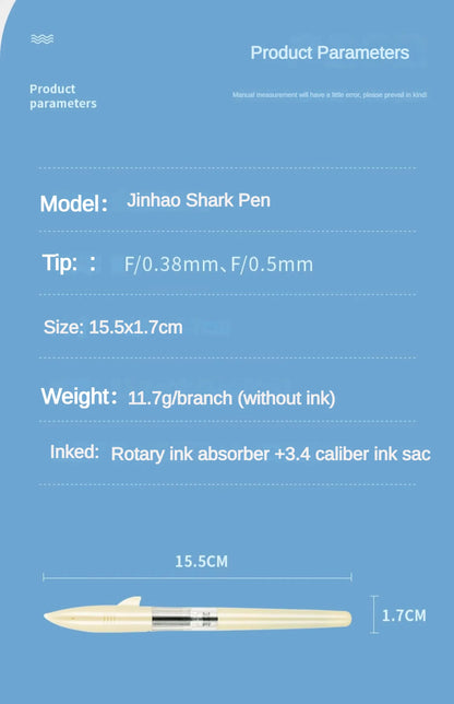 Stylo-plume Jinhao Shark – Stylo-plume à plume fine de 0,5 mm pour la calligraphie, l'écriture, le travail de bureau, les fournitures scolaires et la papeterie étudiante