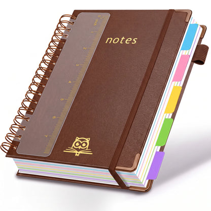 A5 Hardcover Spiral Notebook – 300 Pages 5-Subject Journal with Dividers & Tabs, 6.2×8.2" Notebook for Work & Study