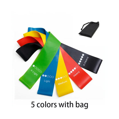 Lot de 5 bandes de résistance pour yoga – Bandes élastiques de Pilates pour musculation, étirements, entraînement musculaire et exercices de fitness à domicile