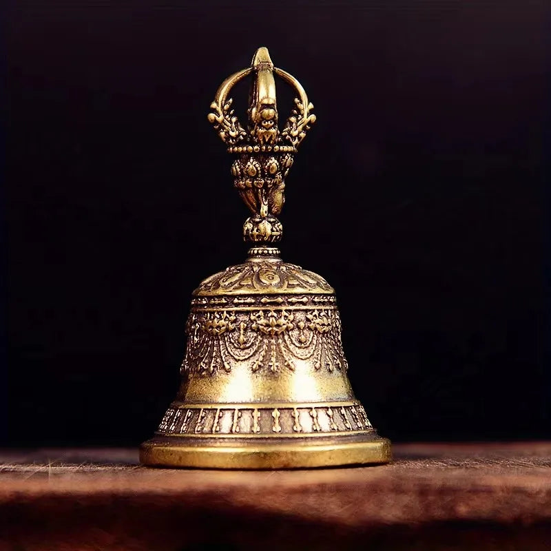 Llavero de Campana Tibetana de Latón – Amuleto de Bronce Hecho a Mano para Accesorios de Coche, Decoración del Hogar y Regalo Creativo