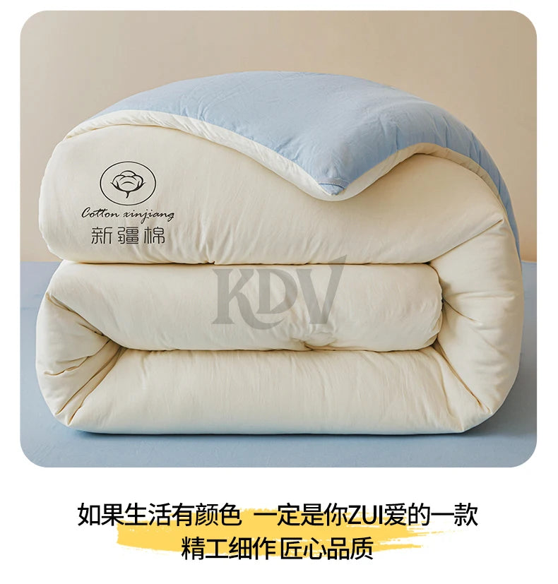 100% Cotton Filled Comforter – Soft Lightweight Warm Winter Quilt for Autumn & Cold Weather Bedding