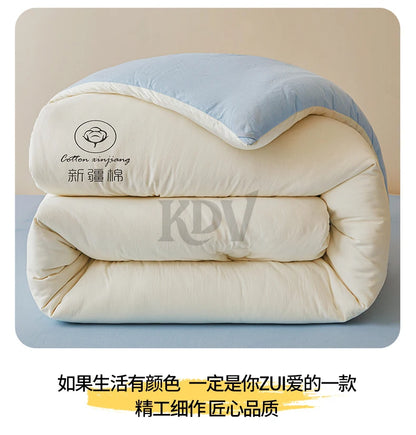 100% Cotton Filled Comforter – Soft Lightweight Warm Winter Quilt for Autumn & Cold Weather Bedding