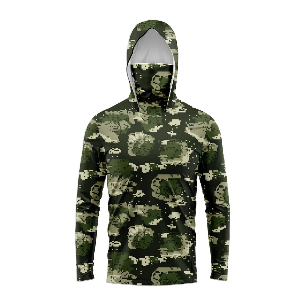 Men's Hooded Fishing Shirt – Long Sleeve UV Protection Performance Fishing Apparel for Outdoor & Angling