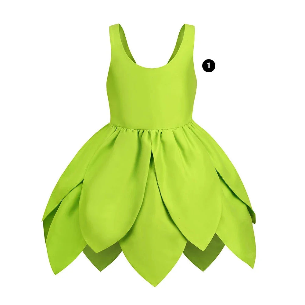 Girls Tinker Bell Costume – Green Fairy Princess Fancy Dress for Halloween, Birthday Parties & Cosplay, Ages 2–10Y