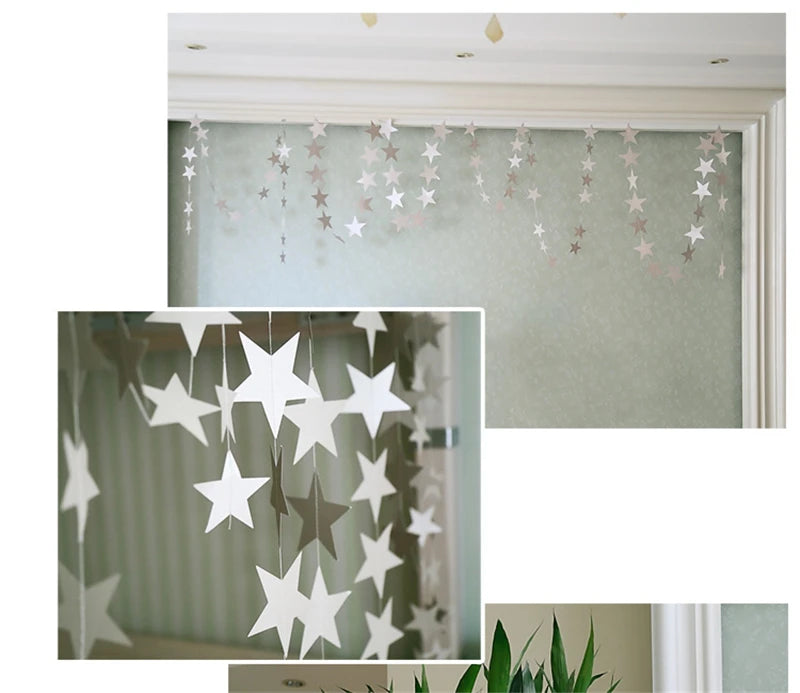 4M Moon & Star Glitter Paper Garland – Hanging Party Banner for Weddings, Eid, Baby Showers & Celebrations