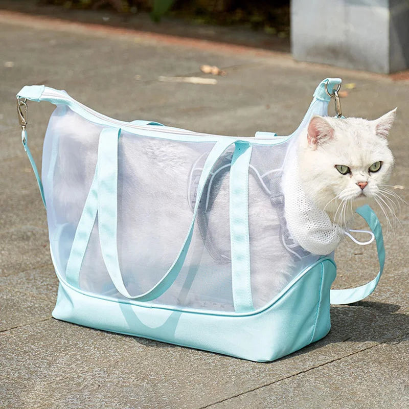 Mochila Transpirable para Gatos, Transportín Portátil para Mascotas Pequeñas, Perros Pequeños y Gatos, para Uso en Exteriores