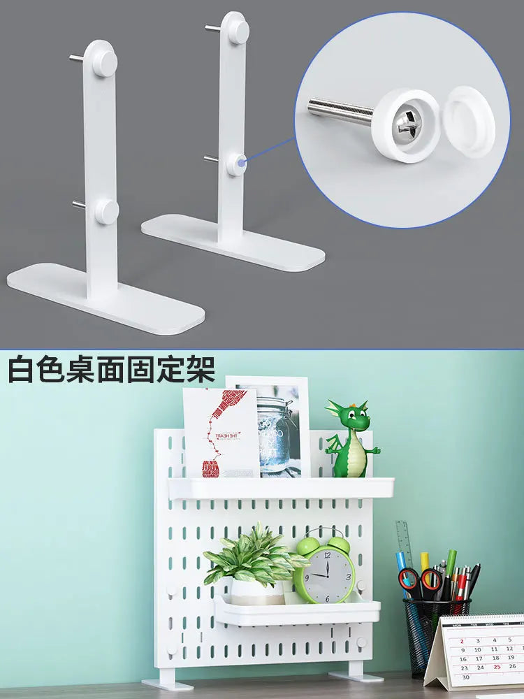 Organizador de pared de tablero perforado sin taladros – Panel de almacenamiento modular con estantes y accesorios para cocina, baño y sala de juegos