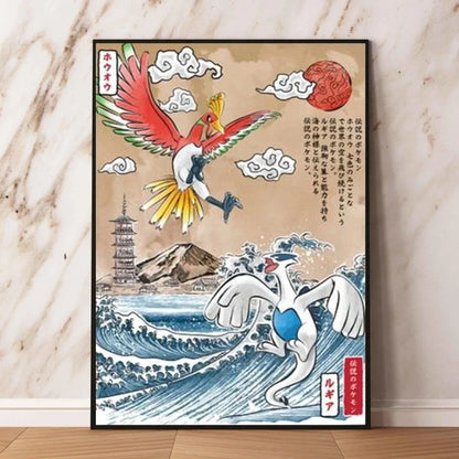 Pokémon Dracaufeu & Tortank Impression sur Toile Décoration Murale Tableau Poster HD pour Salon Maison
