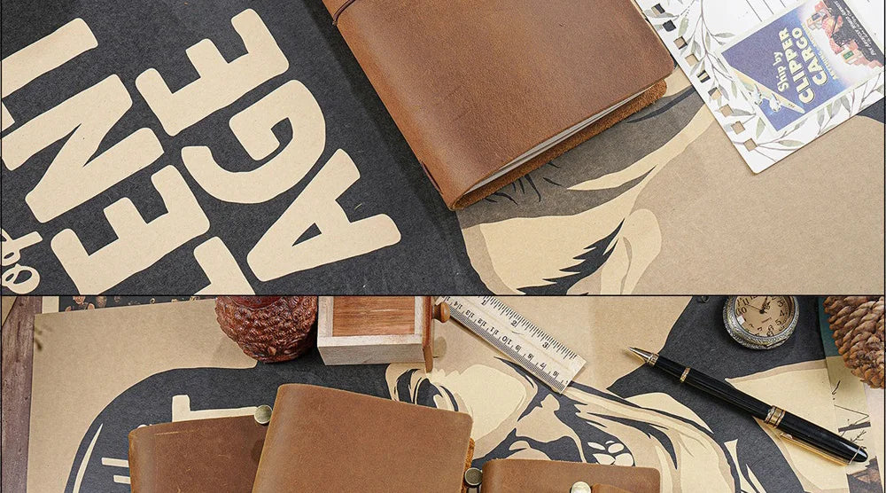 Genuine Leather Refillable Travel Journal – Handmade Retro Diary, Sketchbook & Notebook