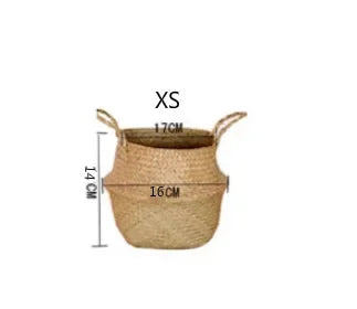 Panier en osier tressé en algues marines, pot de fleurs suspendu en rotin – Panier de rangement tressé naturel pour la lessive, les plantes, l'organisation de la maison et la décoration suspendue WF1015