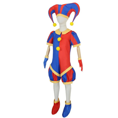 Pomni Digital Circus Cosplay Costume – Christmas Cartoon Jumpsuit with Hat for Kids, Theater Performance, Carnival & Party Outfit