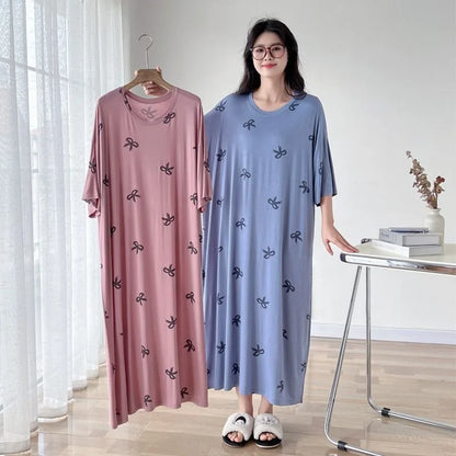 150kg Plus Size Women's T-Shirt Dress – Oversized Loose Short Sleeve Korean-Style Nightgown for Summer Homewear