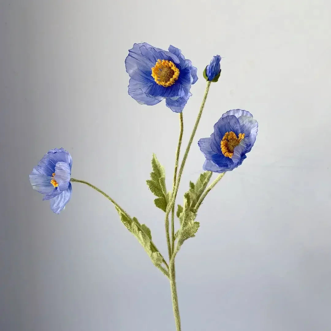 Artificial Poppy Flowers – Realistic Silk Faux Long Stem Flowers for Home Décor, Garden, Wedding Bridal Bouquets, Party Decoration & DIY Floral Arrangements