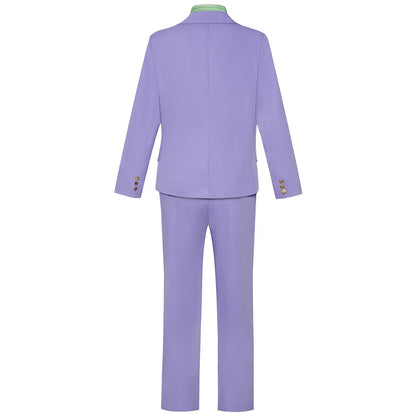 Anime Purple Blazer Cosplay Costume Set – Shirt, Pants, Tie & Belt Outfit for Men & Women Halloween Roleplay Suit