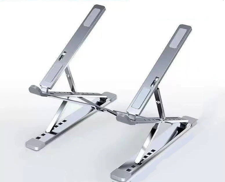 Adjustable Aluminum Laptop Stand – Foldable Notebook Holder with Heat Dissipation Design for MacBook, PC, Tablet & Desktop Computer Setup
