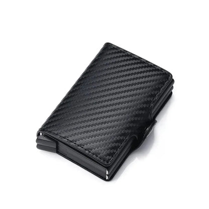 Cartera metálica para hombre con bloqueo RFID, de piel sintética, aluminio, tarjetero delgado