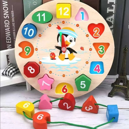 Montessori Wooden Building Blocks Color & Shape Matching Puzzle Educational Toy for Kids