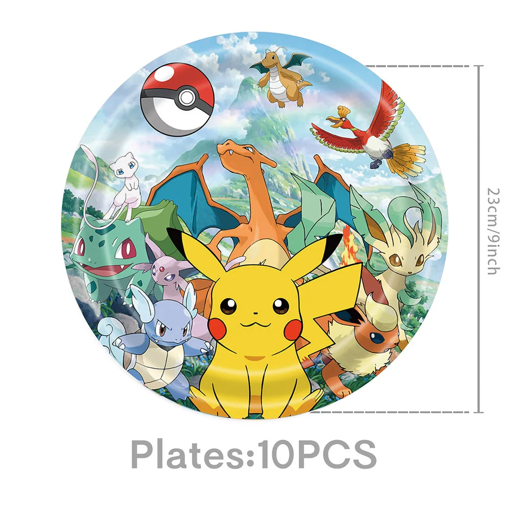 Pokémon Birthday Party Supplies Set – Paper Plates, Cups, Napkins, Tablecloth, Gift Bag Fillers & Guest Favors for Pikachu Party & Baby Shower